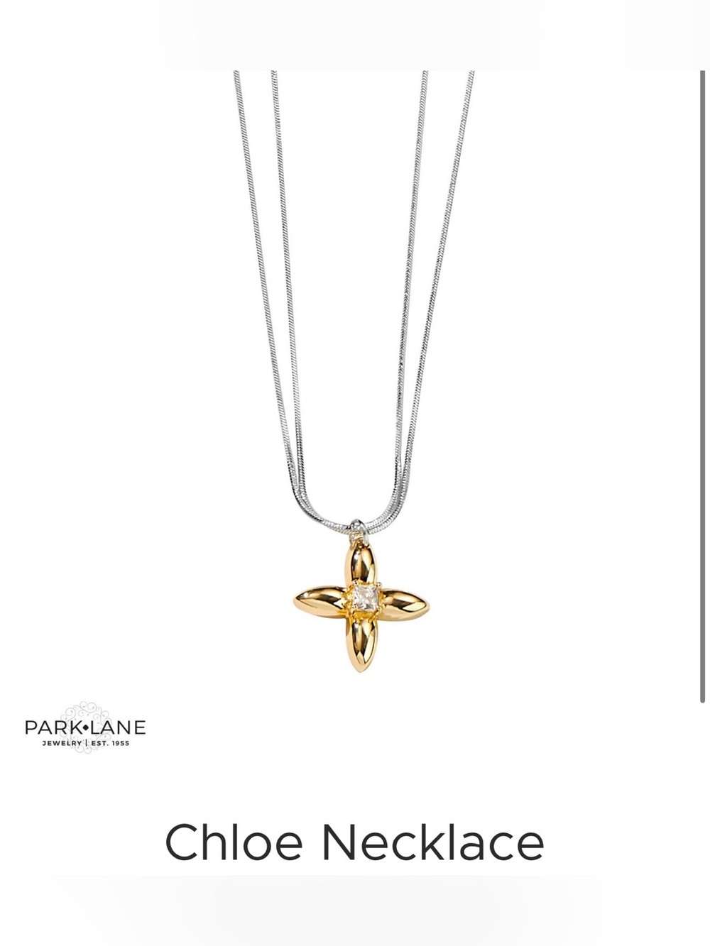 Park Lane Chloe Mixed Metal Flower Pendant Necklace Silver Gold